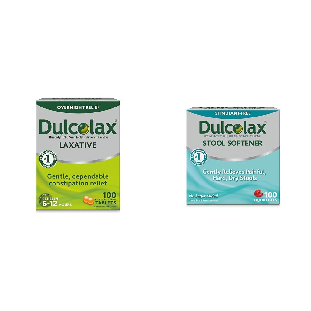 Dulcolaxの興奮剤の乳剤の乳剤のタブレット(100の計算)は一晩の便秘の救助、Bisacodyl 5mg及び便の軟化剤の穏やかな液体のゲルのカプセルを(100ct)Gentleの救助、Docusateナトリウム100mgのための与えます