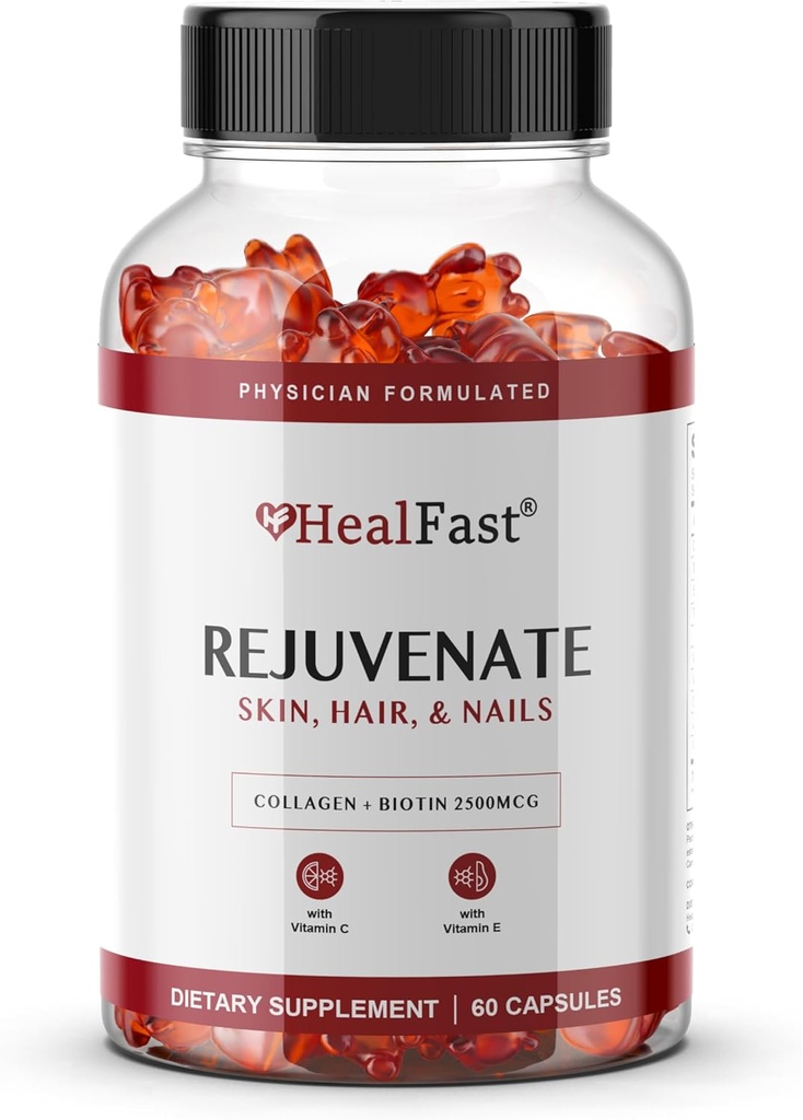 HealFastの若返りビタミンおよびミネラル ガミーの補足-コラーゲンのガミー+ビタミン、Biotinおよび亜鉛-反老化の美及び皮の補足の臨床的に供給される及びフィジシャン-60の計算