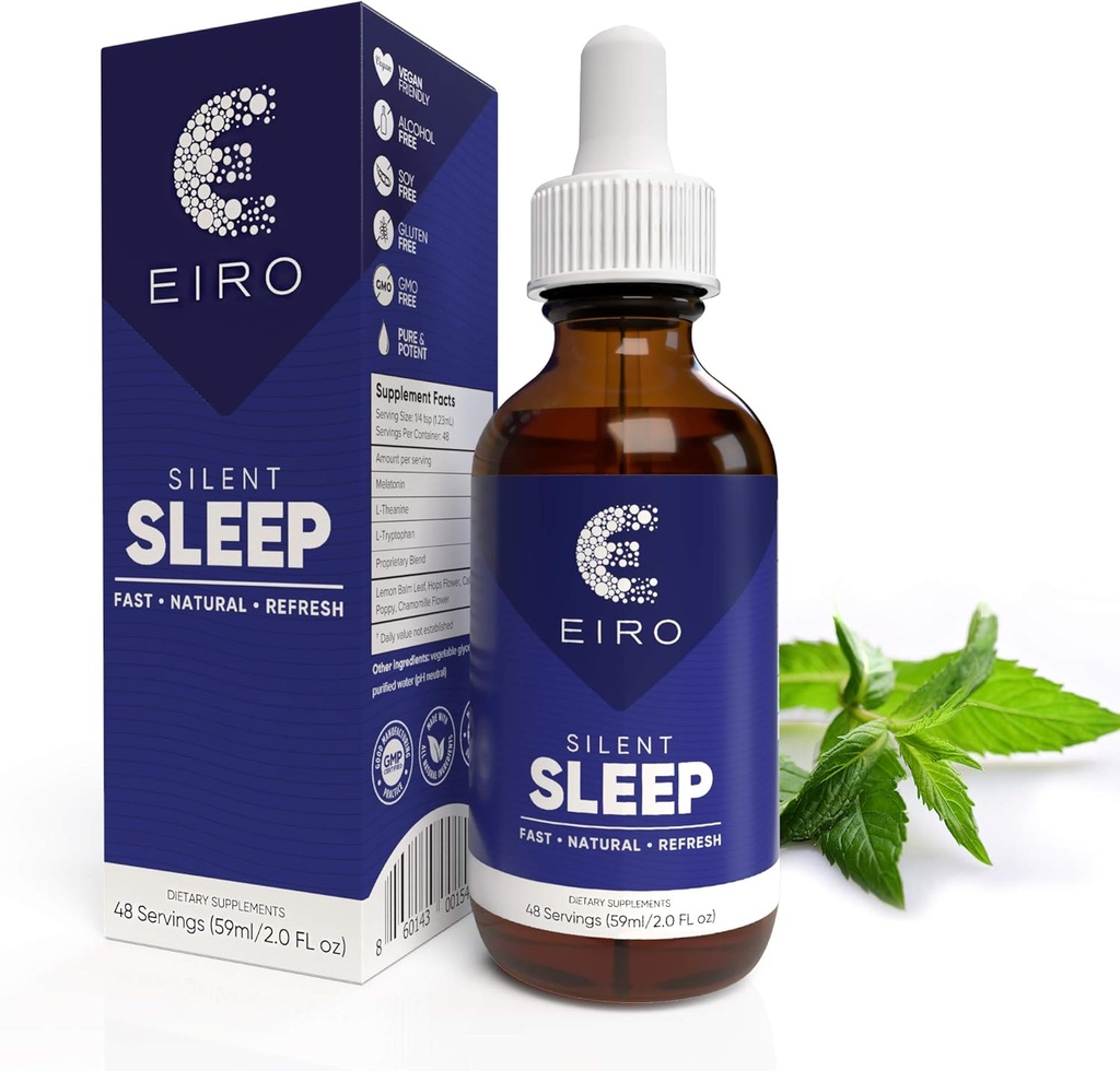 EIRO 無声眠 │ 天然液体睡眠補助薬、メラトニン、L-テアニン、カモミール花など │ 優れた吸収 │ 速い • 自然 • リフレッシュ