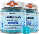 L-MethylFolate 15mg & Methyl B12 Gummies, Methylated B1, B2, B6 Multivitamins - Active 5-MTHF & High Absorption - Supports MTHFR Gene, Cognition, Homocysteine Levels, Folate Metabolism, Vegan, 120 Cts