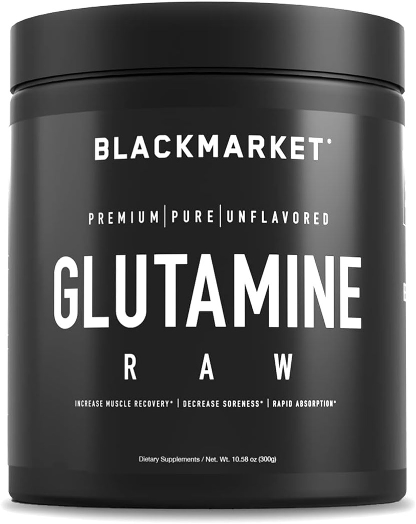 BLACKMARKETの未加工グルタミン-人及び女性のためのワークアウトの粉の飲み物の組合せは、回復及び筋肉痛、増加の記憶、焦点、集中、300グラムを改善します
