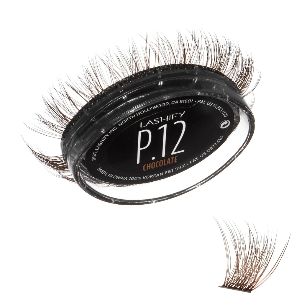 Lashify Plushy 12mm Gossamer Lashes で チョコレートカラー, 簡単な DIY 偽の Lashes のために Voluminous et 静的 見る