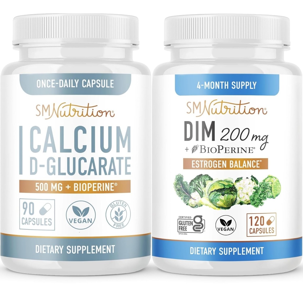 SMNutrition 200mg DIMは、Calcium D-Glucarateで補う | DIM Diindolylmethaneカプセル(120のサービング)とVegan Gluten無料非GMO CDGサプリメント(90のサービング)