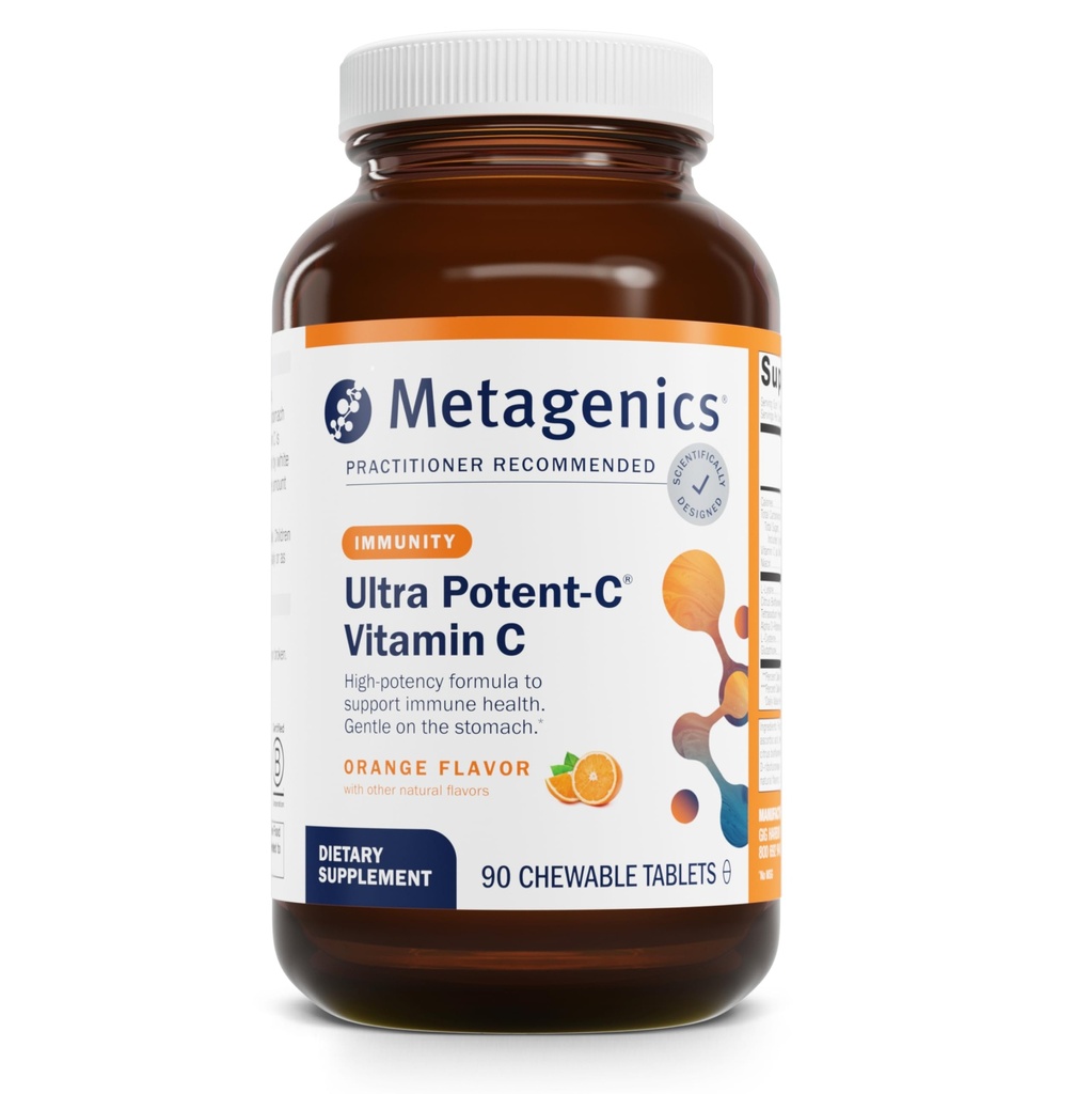 Metagenics Ultra Potent-C Chewable - 250 mgのBioflavonoids、L-Lysine及びL-Cysteine -免疫及び酸化防止サポート-非GMOのグルテンフリー-自然なオレンジ味- 90のタブレットが付いているBufferedビタミンC