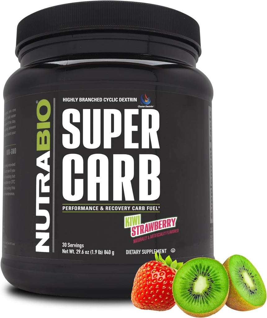 NutraBioスーパーカーブ、クラスターデキストリン&電解液、ワークアウト燃料、性能、筋肉回復、循環デキストリン、キウイイチゴ、30Svのための高度な炭水化物パウダー