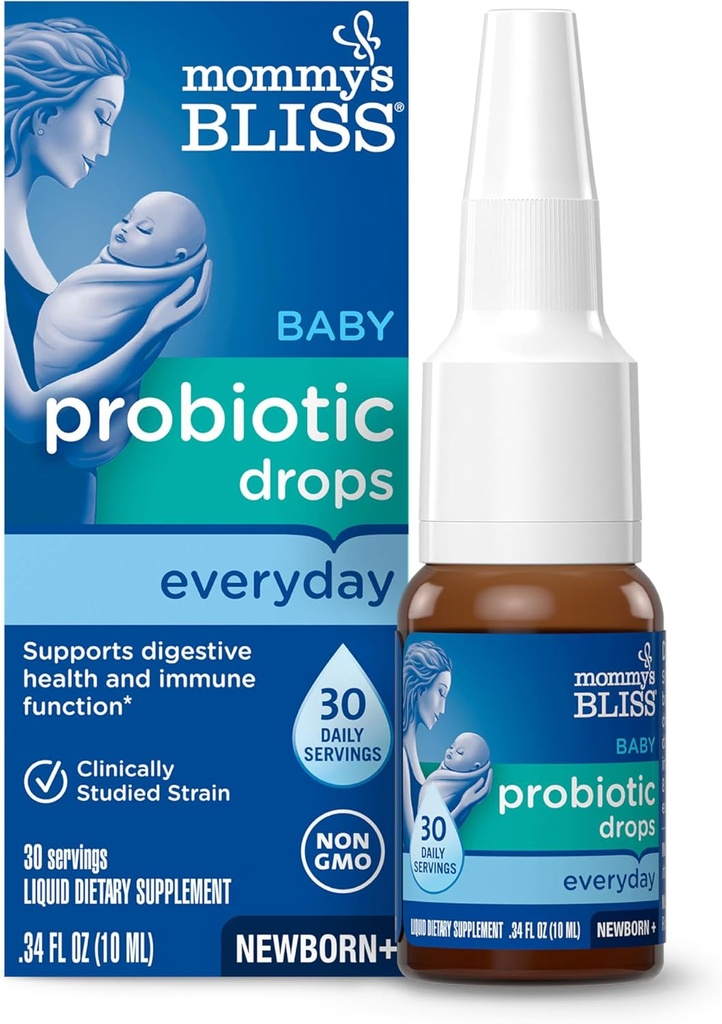 Mommy's Bliss Baby Probiotic Drops, デイリーガス, 便秘, 疝痛救済 + 免疫サポート, 新生児 & アップ, 0.34 Fl Oz (30 サービング)