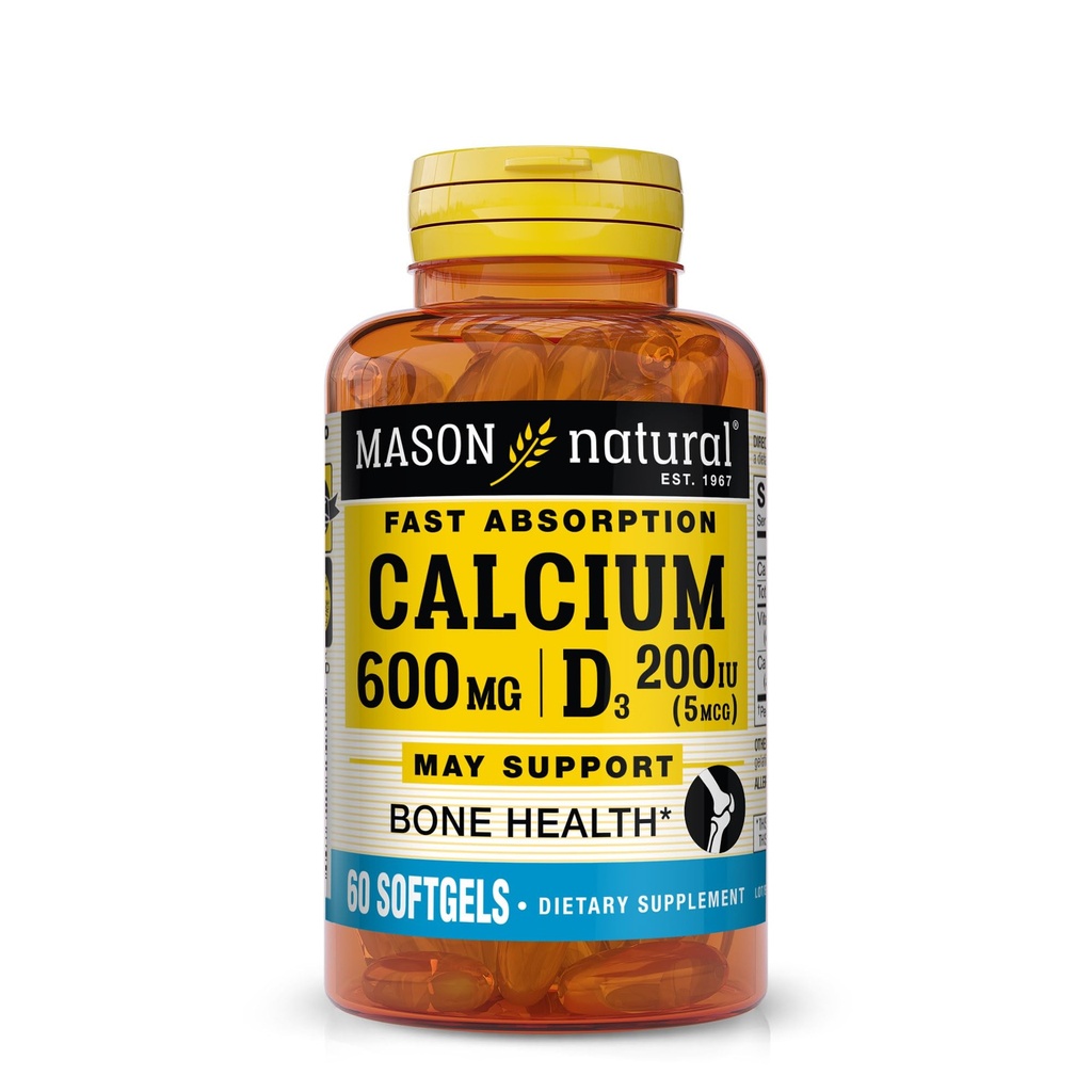 ビタミンD3のMASON NATURALの速い吸収カルシウム-筋肉機能を強化し、健康な骨および全面的な健康、60のSoftgelsを支えて下さい