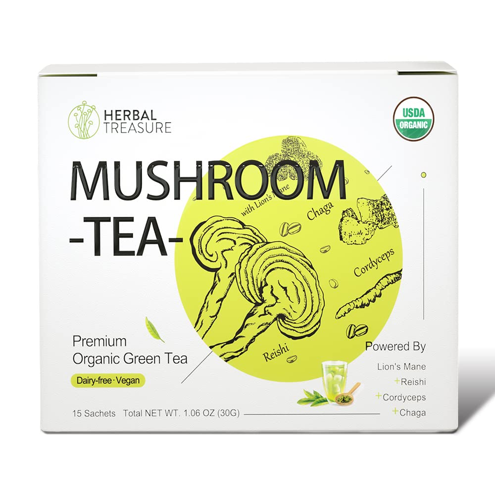 WL のライオンの mane Reishi Cordyceps のチャガ 15 の計算が付いている草の宝のマッシュルームの緑茶