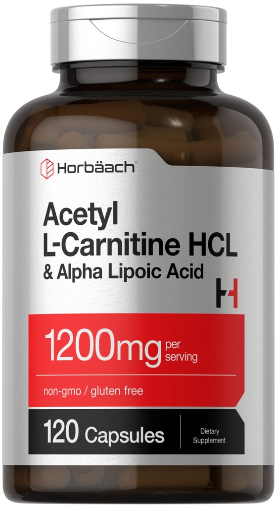 ホバハチアセチルLカルニチンHCL&アルファリポ酸1200mg | 120カプセル | ALCアラコンプレックス | 非GMO&グルテンフリーサプリメント