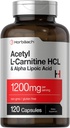 ホバハチアセチルLカルニチンHCL&アルファリポ酸1200mg | 120カプセル | ALCアラコンプレックス | 非GMO&グルテンフリーサプリメント