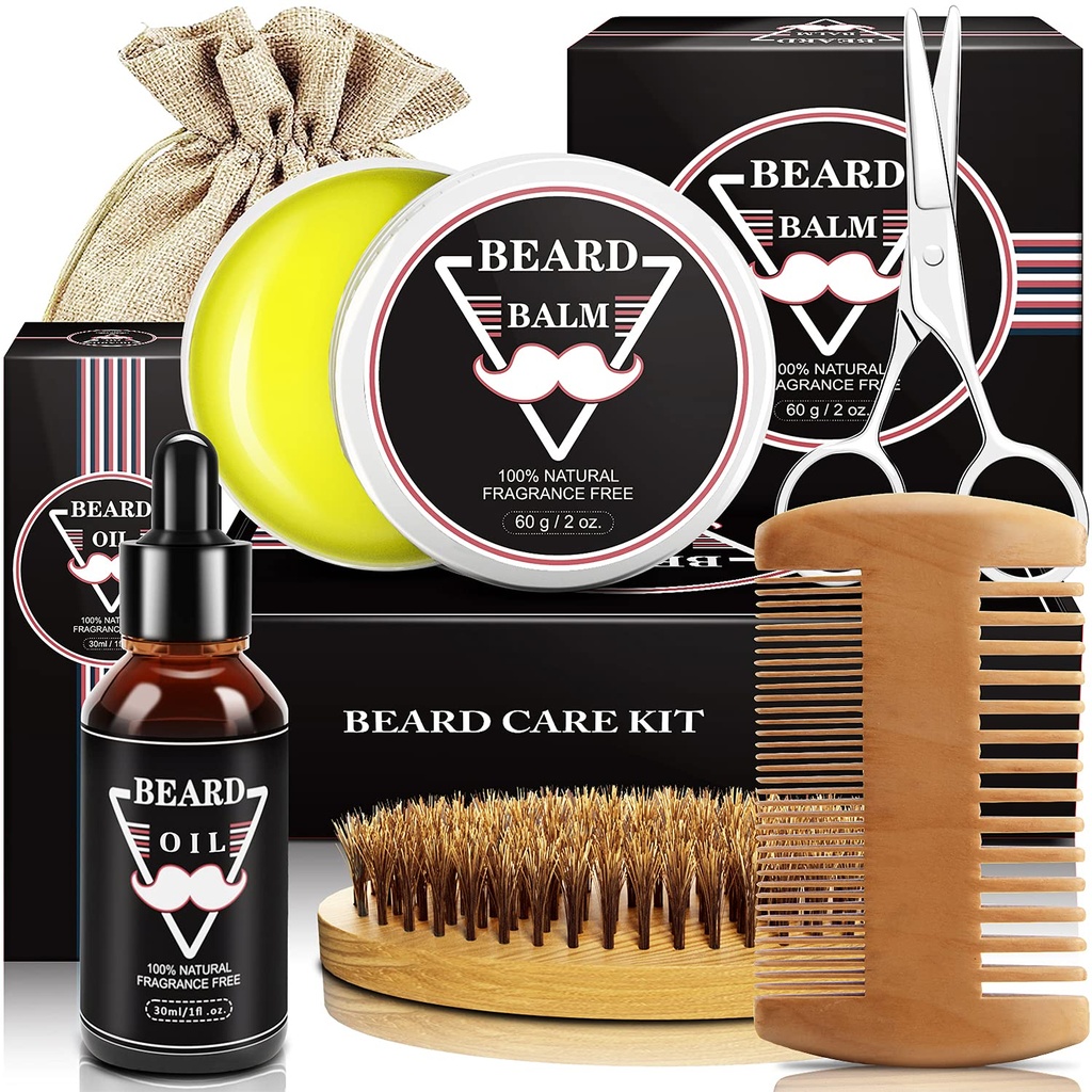 人のためのABUDICSのギフト、ひげのキット、ひげの手入れのキットw/Beardオイルのひげの腰ひげのブラシのひげの櫛のひげのはさみ、お父さんの夫のためのギフト