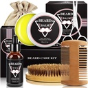 人のためのABUDICSのギフト、ひげのキット、ひげの手入れのキットw/Beardオイルのひげの腰ひげのブラシのひげの櫛のひげのはさみ、お父さんの夫のためのギフト