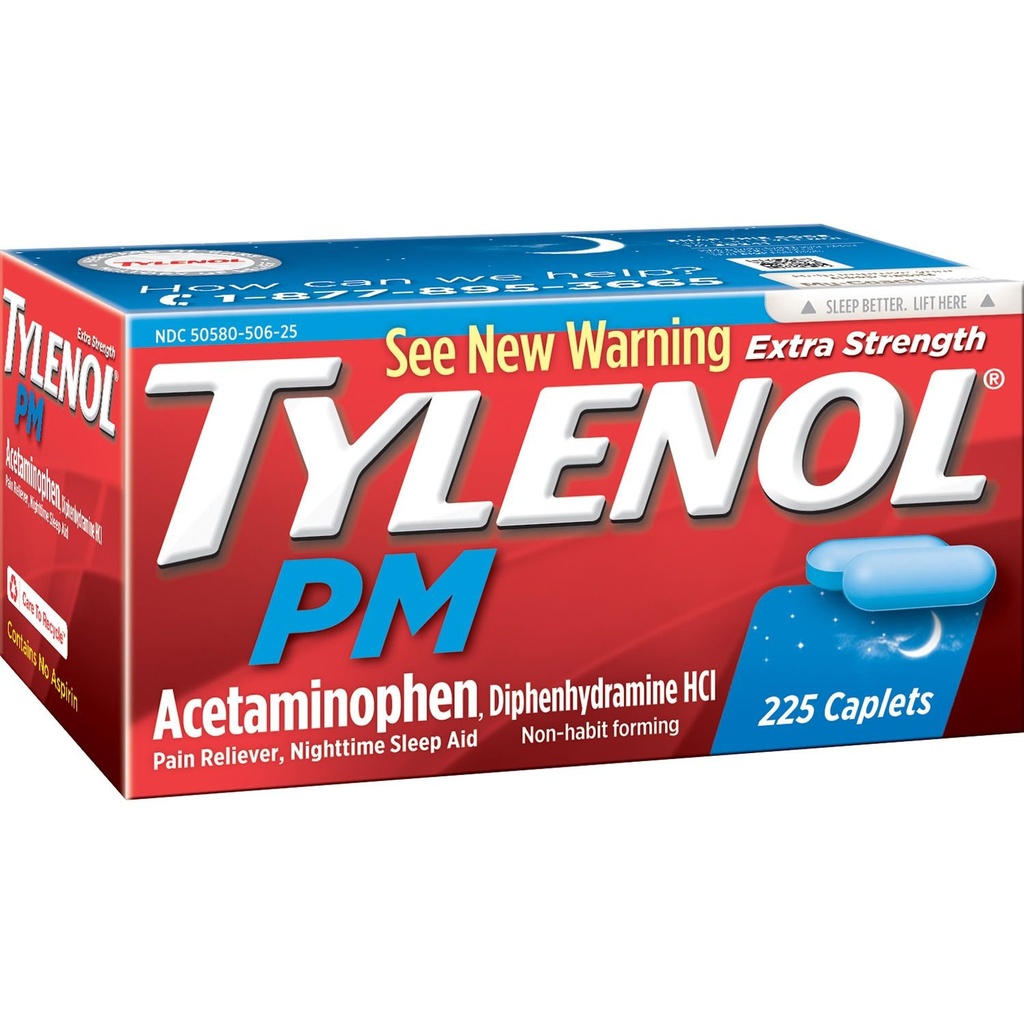 Tylenol Pmの余分強さの痛みのReliever +睡眠の援助、225カプセル(1パック)