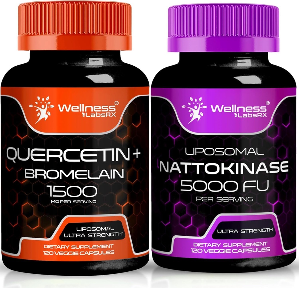 ウェルネス LABSRX ケルセチン with Bromelain | ナトキナーゼサプリメントカプセル - 5000 FU - 純粋な日本のナトエキスの酵素