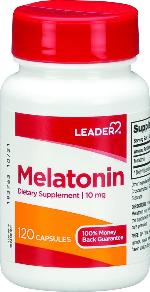 リーダーのMelatonin 10MGは120 Ctをカプセルに入れます。不眠症のための最高の強さの睡眠の援助