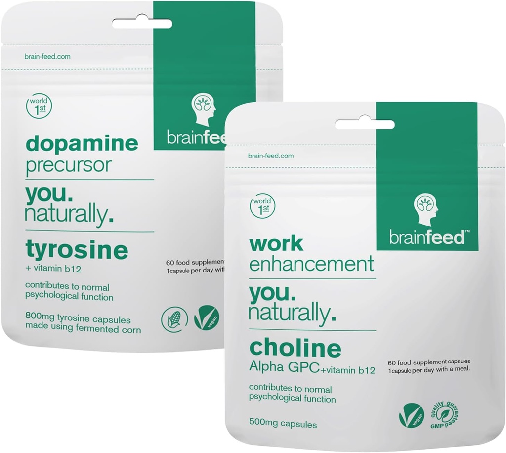 脳は、記憶と焦点のためのサプリメント | 2-月サプライ | 800mg Lチロシンドーパミンサプリメント + 500mgアルファGPCコリン | 集中サプリメント