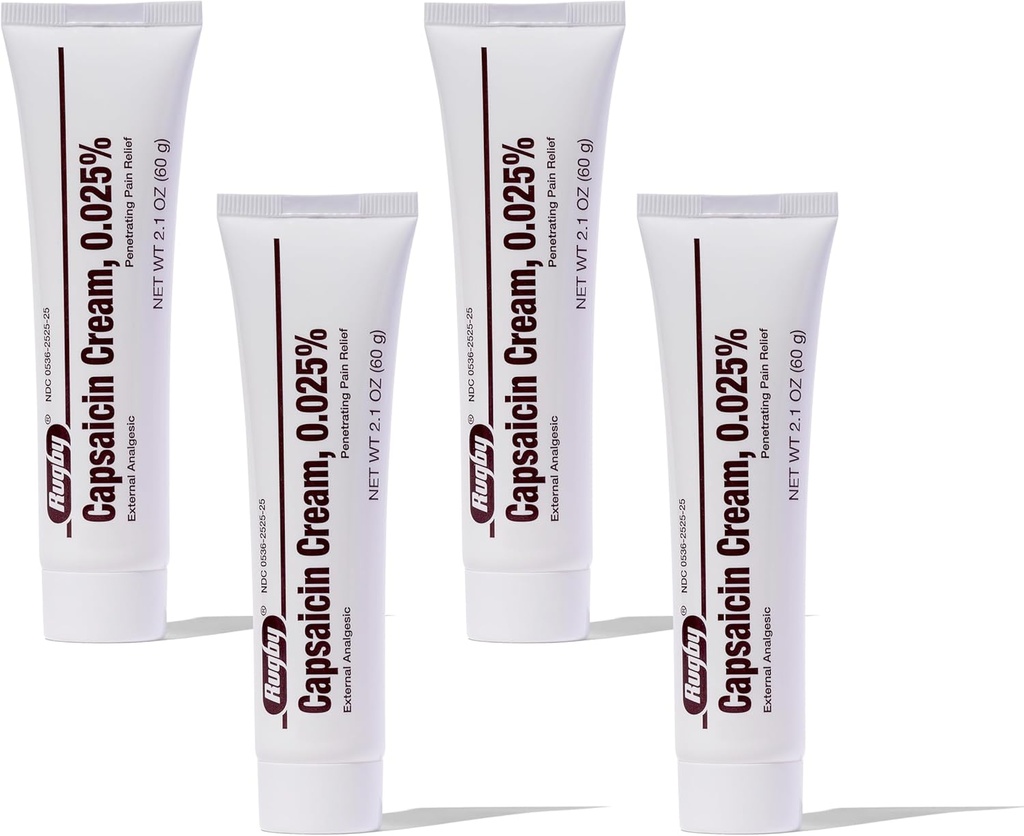 ラグビーカプサイシン 0.025% 痛みの軽減のためのクリーム - 2.1 Oz (60g) (4パック)