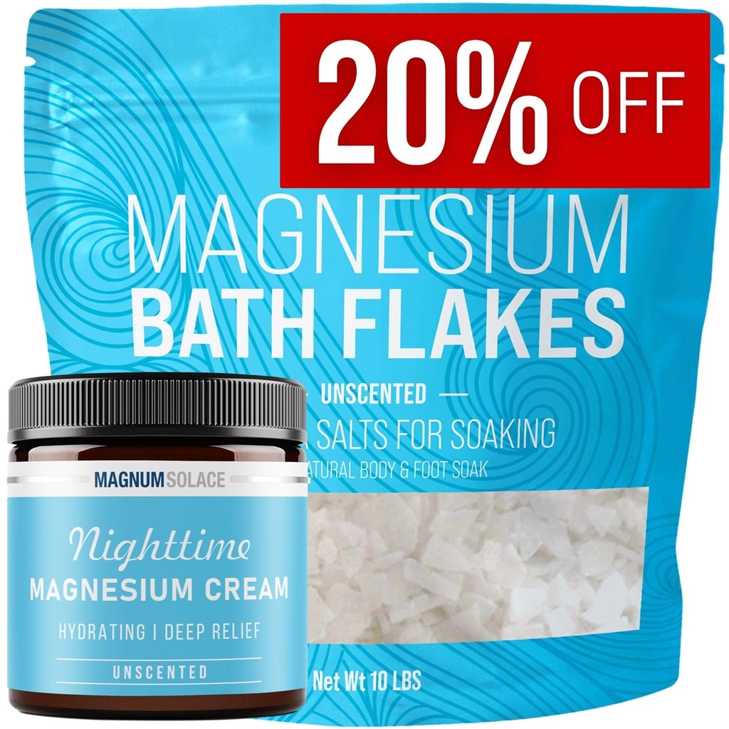 Magnesium Bath Flakes and Magnesium Cream - Pure Unscented