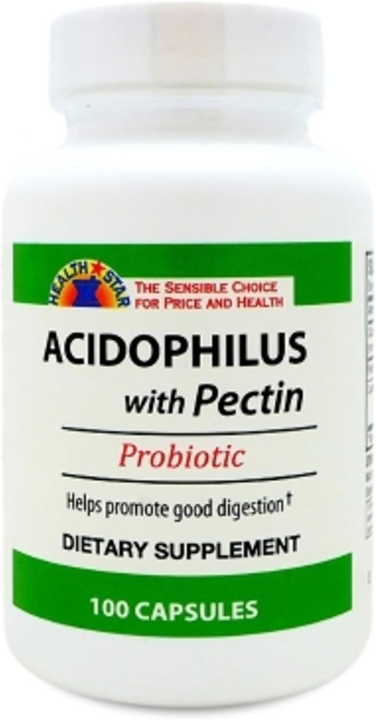 GeriCare Acidophilus with Pectin Probiotic Capsules, Optimizes Intestinal Flora, Digestive Gut Function, Boosts Immune Defenses, and Strengthens Bones, 100 Count (Pack of 1)