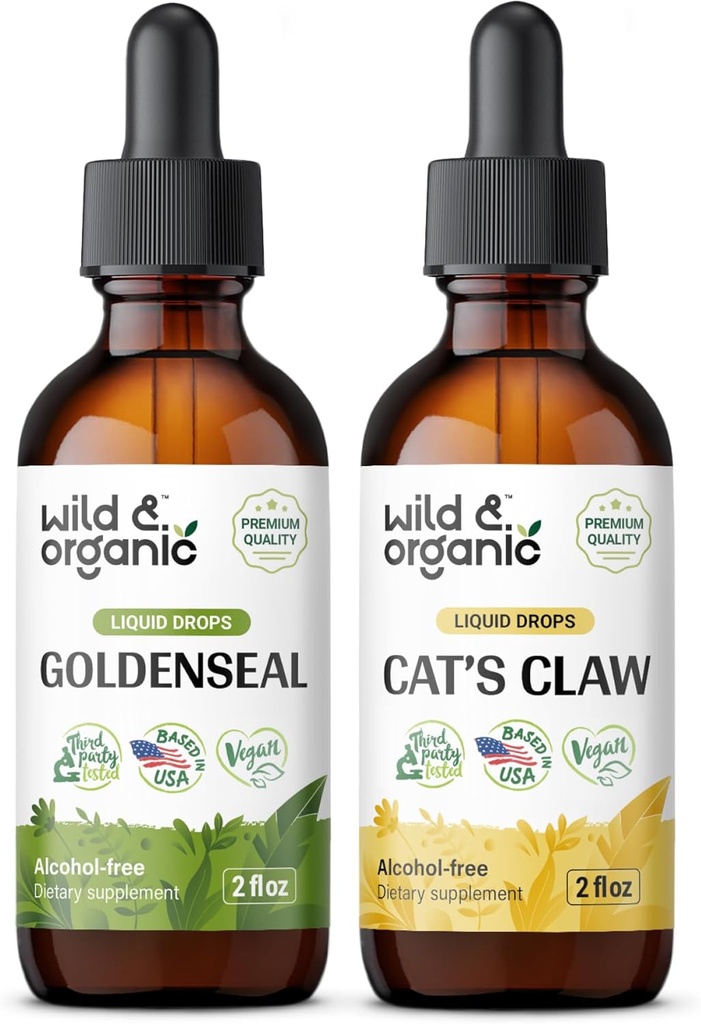 ワイルド&オーガニックゴールデンシール チンキ 2 fl oz & 猫 爪 チンキ 4 fl oz