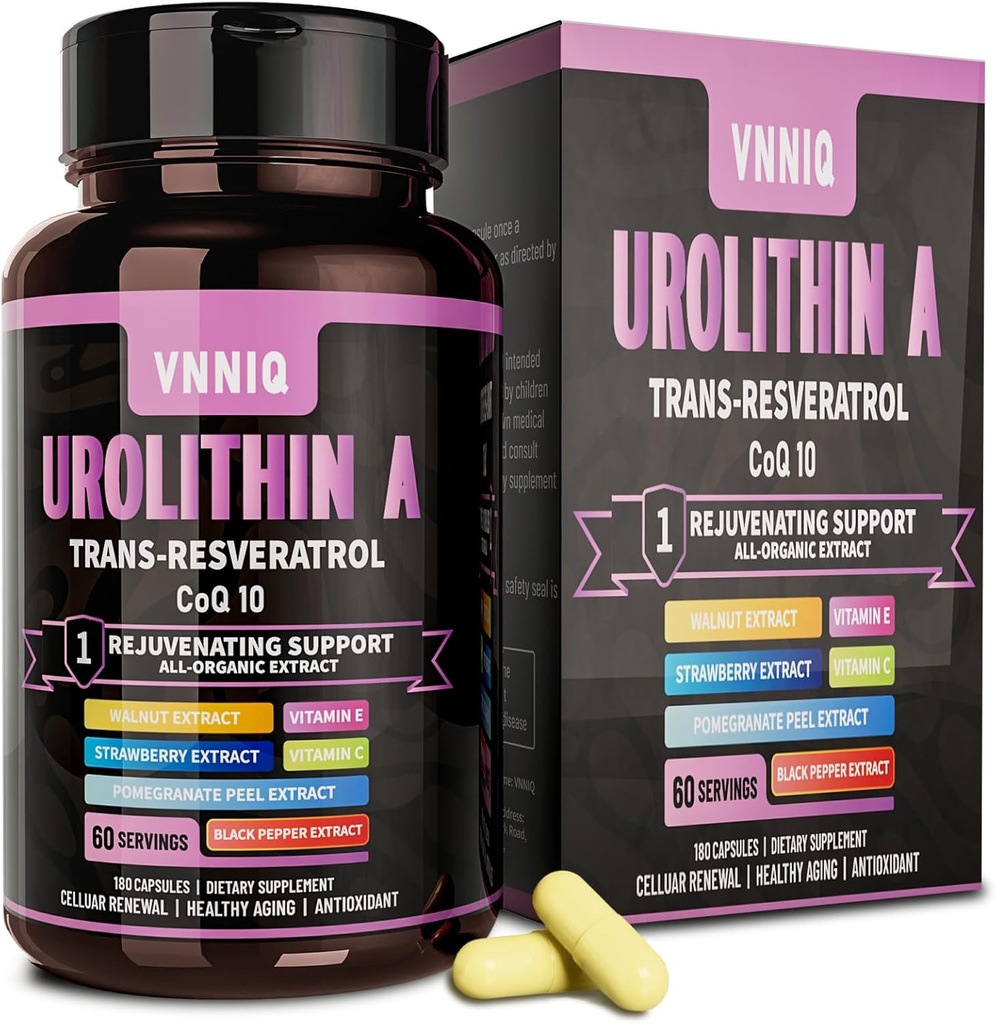 Urolithin Aの補足、Urolithin-A、Trans-Resveratrol、CoQ10および6つの必須の反老化の栄養素、サポート反老化、細胞修理、エネルギー及び焦点–180のカプセル