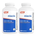 ラグビーナイアシン500mg - 男性と女性のためのビタミンB3サプリメント - 1,000錠(2パック)