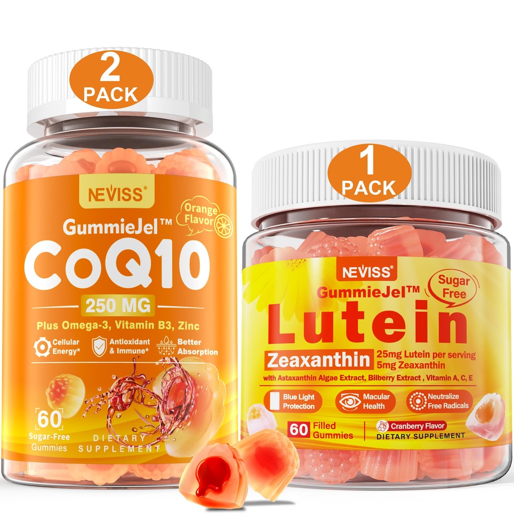 NEVISSの砂糖の自由なルテインのグミー60の計算+ CoQ10のグミー120の計算