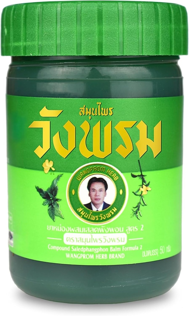 Compound Saledphangphon Balm Balm/Salve Formula 2 50g Cooling Anti-Itch for Insect/Bugs Bites Pain (Green, Cool Salve (Plastic Bottle))