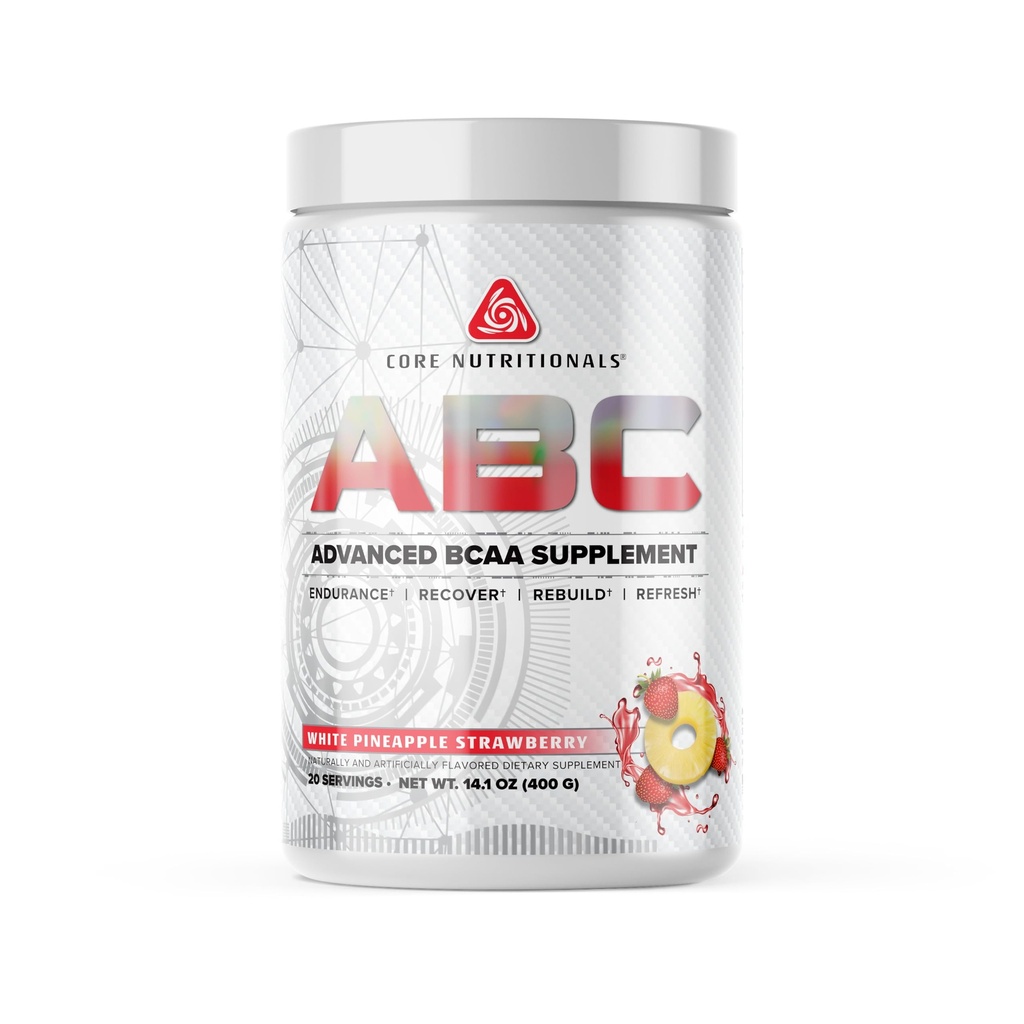 コア栄養剤 ABCアドバンストBCAAサプリメント | アミノ酸回復ブレンド | グルタミン、ベータアラニン、シトルリンマレート | 20 サービング(ホワイトパイナップルイチゴ)