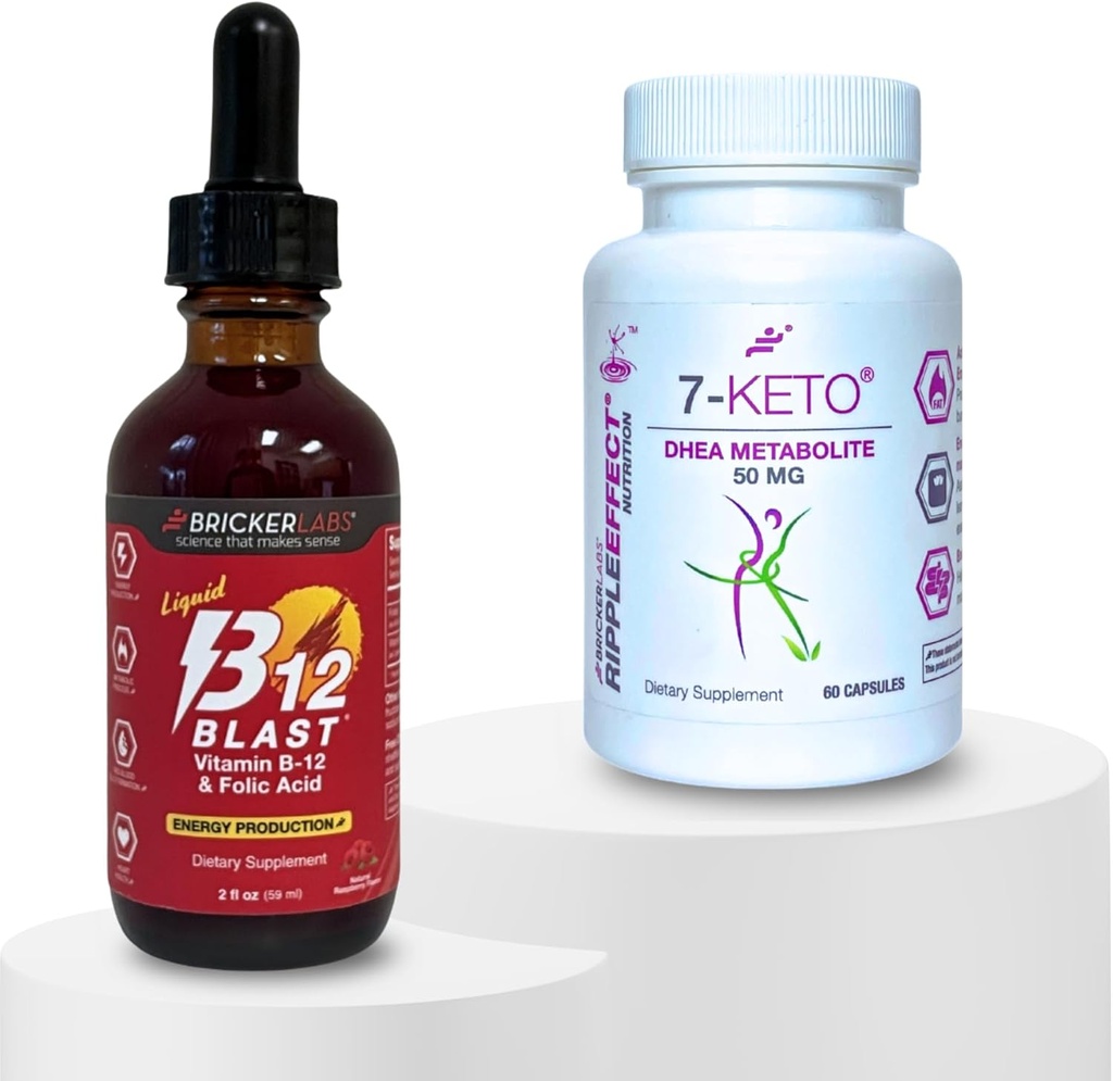 ブロッカーラボB-12ブラスト液ビタミンB-12 + 7 Keto DHEAメタボライト50mg - アクティブライフ:エネルギーと重量管理サプリメントバンドル