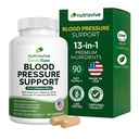 Nutravive血圧サポートサプリメント - ホーソーン、ニンニク、オリーブリーフ、ハイビスカス&B12 - 米国製、GMP施設 - 90カプセル