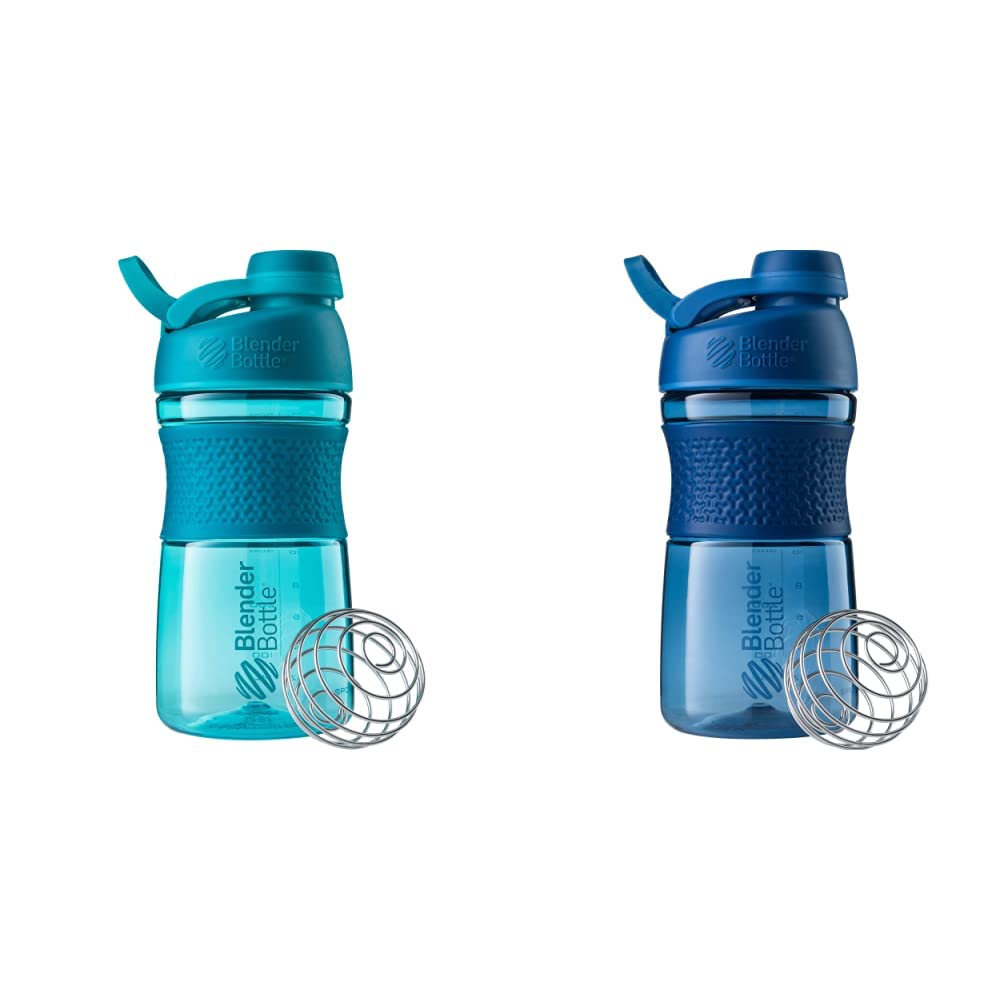 BlenderBottle 20-Ounce SportMixer Protein Shaker Bottle with BlenderBall Wire Whisk, 海軍とテール