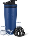 アイスシェーカー絶縁ステンレスシェーカーボトル | 26oz, ネイビー | 30時間以上冷え | ツイストオン攪拌機付保冷カップ | たんぱくしゃく・水・スムージー・カクテル