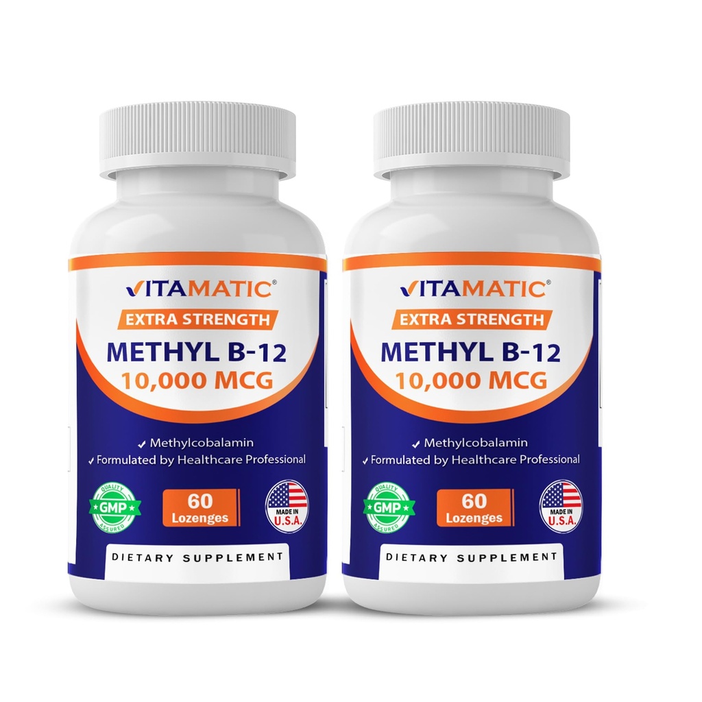 VitamaticメチルビタミンB12(Methylcobalamin)10,000 mcg (10mg) 60 Lozenges - ビタミンB12(2パック)の優れたソース
