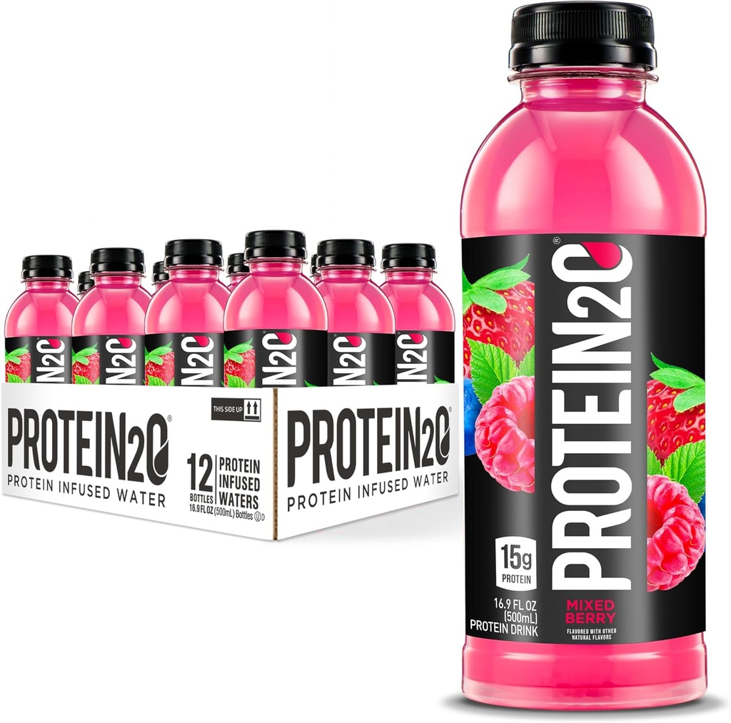 Protein2o 15gのWhey蛋白質の隔離された水プラスの電解物、砂糖の自由なスポーツの飲み物、飲み物、グルテンフリー、Lactose自由に、混合されたベリー、16.9のflのozのびん(12の計算)