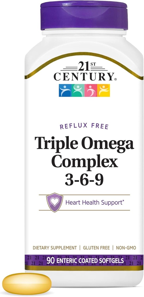 21世紀のビタミンの腸上塗を施してある三重オメガ複合体3-6-9の還流は90 Softgels、MTC22874X5を解放します