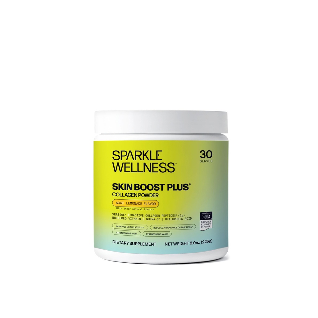 スパークルウェルネス VERISOL Bioactive Hydrolyzed Collagen Peptides | コラーゲンパウダー ビタミンC・ヒアルロン酸 美容・皮膚・ネイルヘルス | スキンブーストプラス(アサイ・レモネード) [30-サーブ]