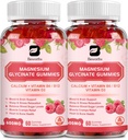 (2 Pack) 600 Mg Magnesium Glycinate Gummies, Magnesium Supplement Complex Magnesium Malate, Magnesium Citrate & Potassium, Supports Night & Joint, Energy Boost, Vegan & 0-Sugar, Raspberry 120 Count