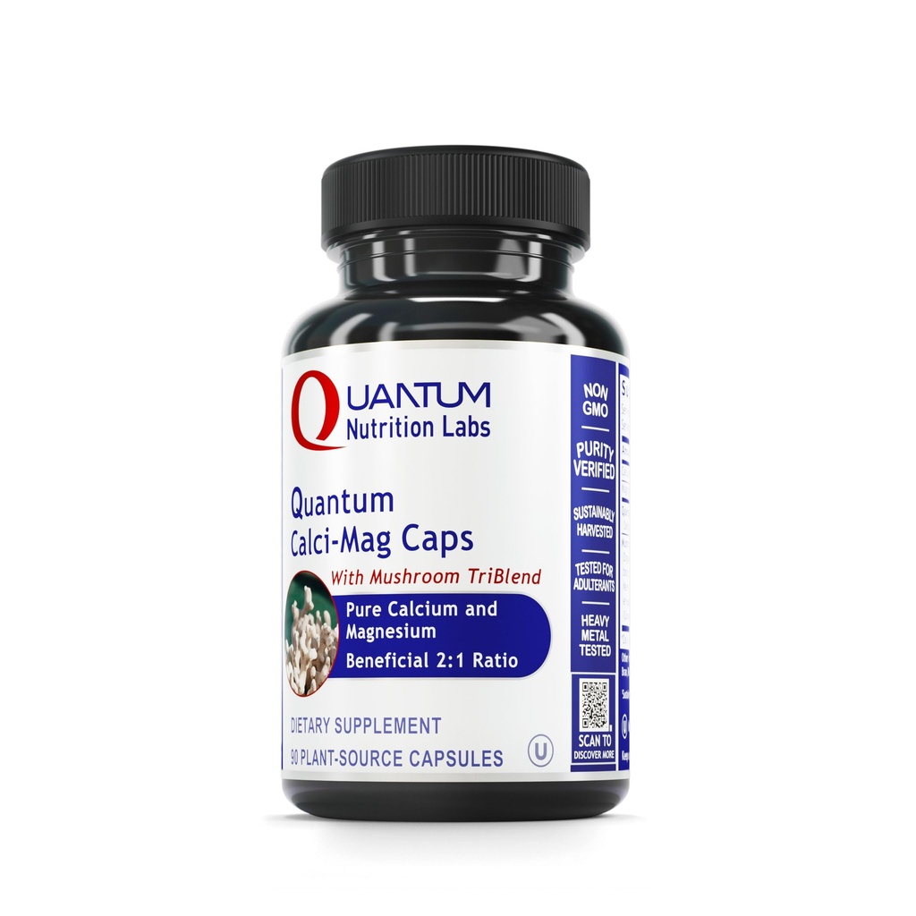 Quantum Nutrition Labs Calci-Magキャップ - カルシウムマグネシウムサプリメント、カルシウムサプリメント、純マグネシウム&キノココンプレックス with 霊芝&ライオンズマネ - 300 ベジタリアンカプセル