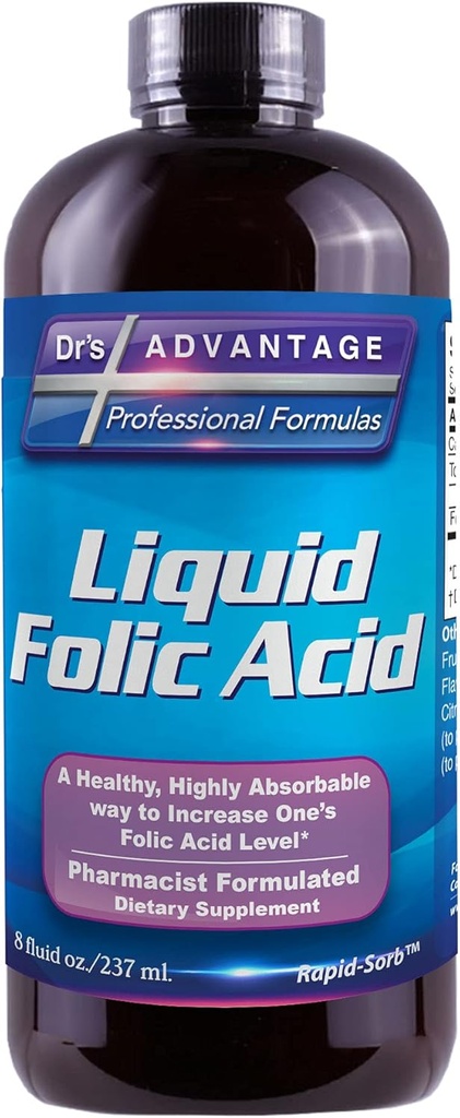 Liquid Folic Acid 800 MCG, 8 oz.