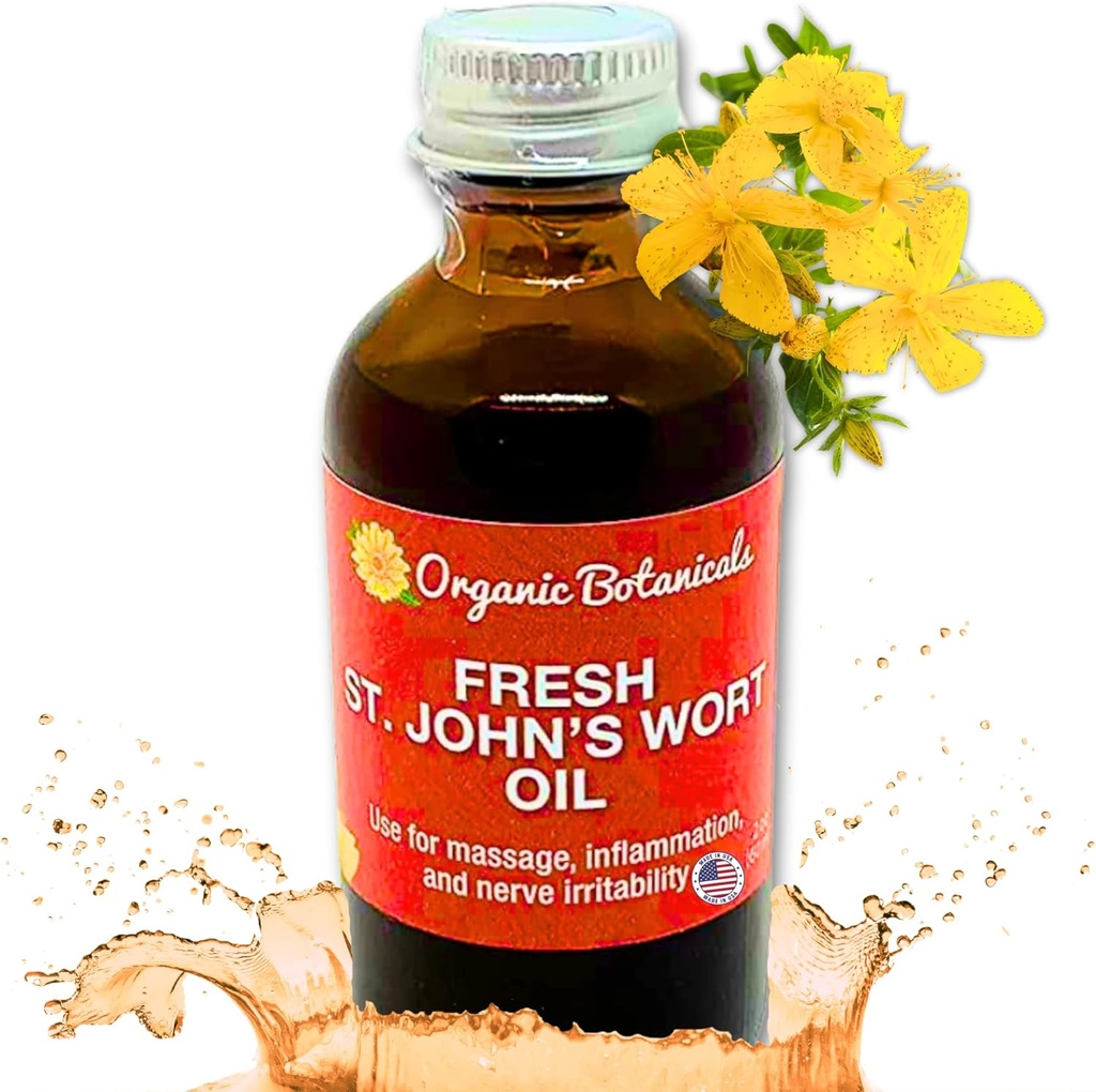 Em's Herbals Fresh St. John's Wort Oil - 米国で収穫されたワイルド、Nerve Discomfort、皮膚の噴火、傷のケア、傷、ストレッチマーク - 皮膚、顔、体、髪、マッサージオイル(2 Oz)