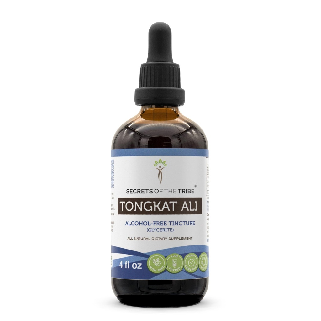 TribeのTongkat Aliアルコールフリー液体エキスの秘密, ワイルドクラフトトンカットアリ (Eurycoma Longifolia) 乾燥ルート (4 FL OZ)