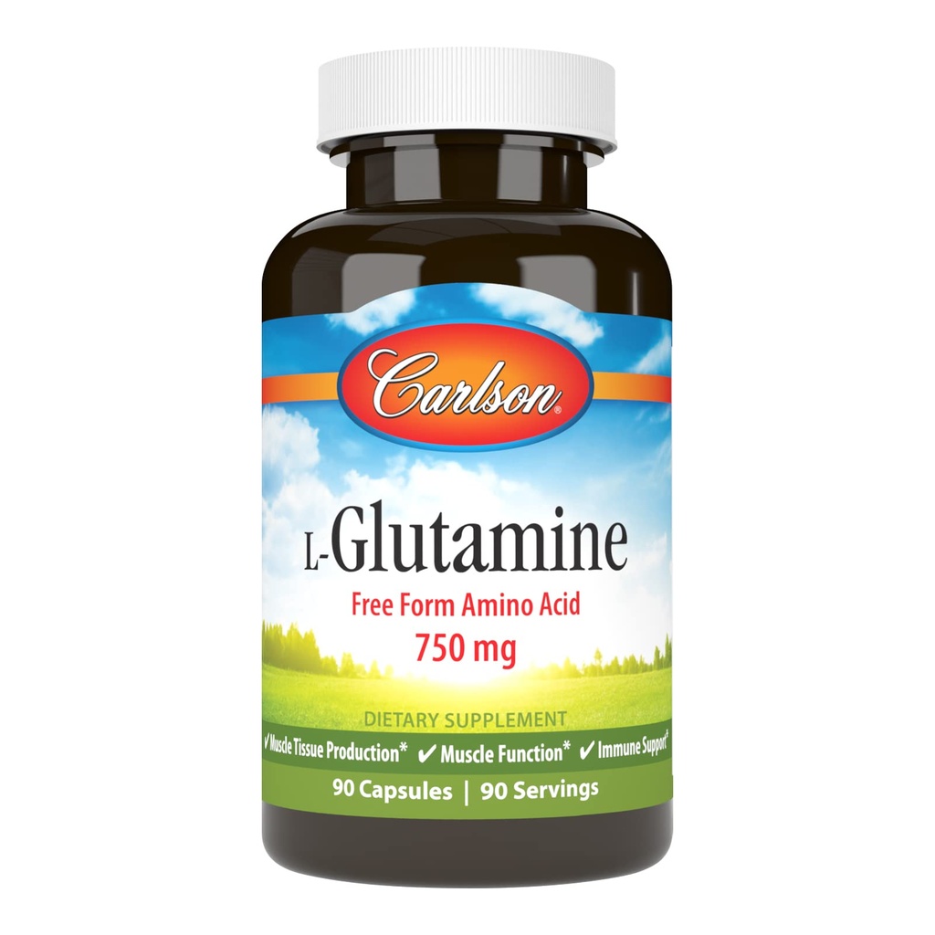 カールソン - Lグルタミン、フリーフォームアミノ酸、750mg、筋肉ティッシュの生産、90カプセル