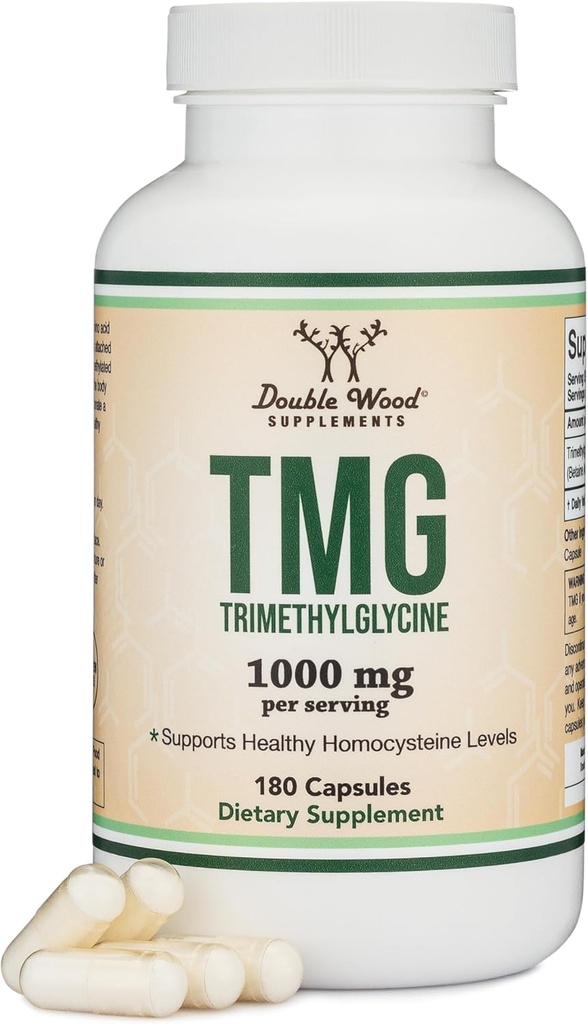 二重木製の補足 TMG Trimethylglycine の補足 サービングごとの1,000mg、180カプセル(Homocysteine制御のためのTMGの補足)の本物 TMG、Fishy Smell、グルテンフリー、非GMO