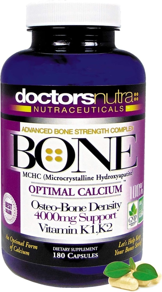 Calcium 1000 Milligrams with 4000 Milligrams MCHC for Complete Calcium Maximum Bone Strength Support Plus K1, K2, Magnesium, Vitamin D, Zinc, Glucosamine, and More