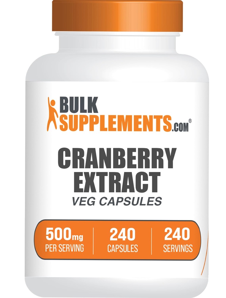 BulkSupplements.comクランベリーエキスカプセル - 男性と女性のためのクランベリーサプリメント、ハーブサプリメント - 完全菜食主義者の&グルテンフリー、1カプセル(500mg)、240カウント(1パック)