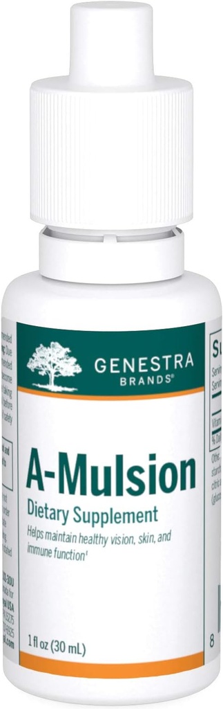 Genestraブランド A-Mulsion | ビタミンA 免疫システム、皮膚、ビジョン、骨、歯をサポートする液体 | 1 Fl Oz | 柑橘類
