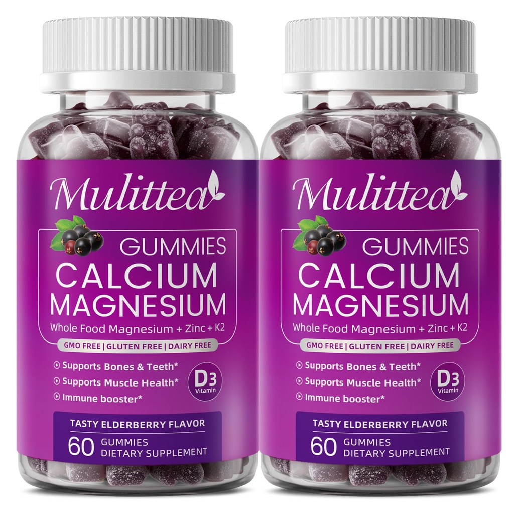 Calciumマグネシウム亜鉛は、高吸収マグネシウムグリシナート200mg、カリウム - プラントカルシウムサプリメントw / D3&Bone、筋肉、カルム気分&睡眠サポートのための海苔 - キッズ&大人(2パック)
