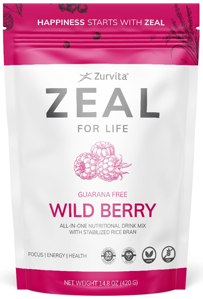 Zurvita - 人生30日ウェルネスバッグのためのZeal - ワイルドベリー(グアラナフリー) - 死亡、免疫、ウェルネスの栄養補助食品 - 420グラム