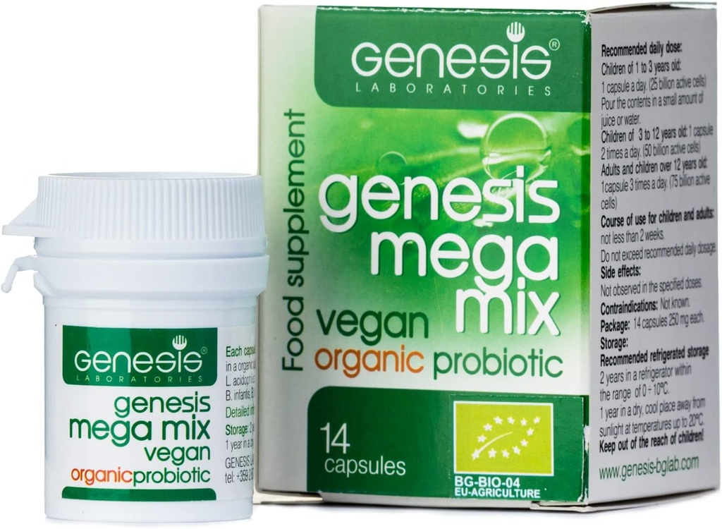 MegaMix BIO Probiotic for Gut Health|Lactobacillus&Bifidobacterium for Digestive、免疫&消化管サポート - ビーガン、14カプセル